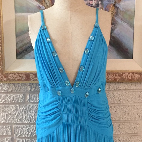 Dots Beaded Front Ruched Style Maxi Dress - Picture 6 of 8